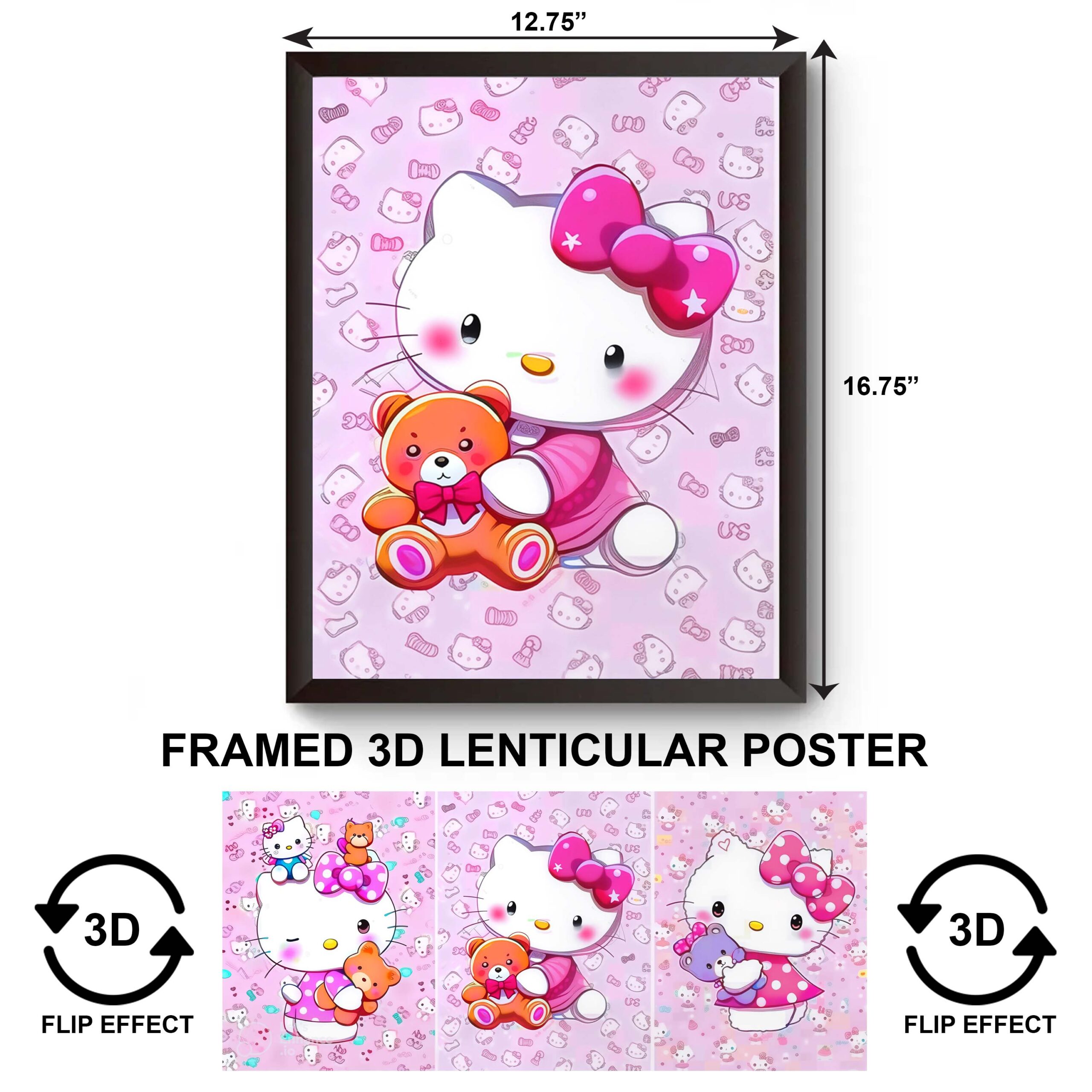 F3DP-034 Anime – Hello Kitty & Bear3D Framed Poster