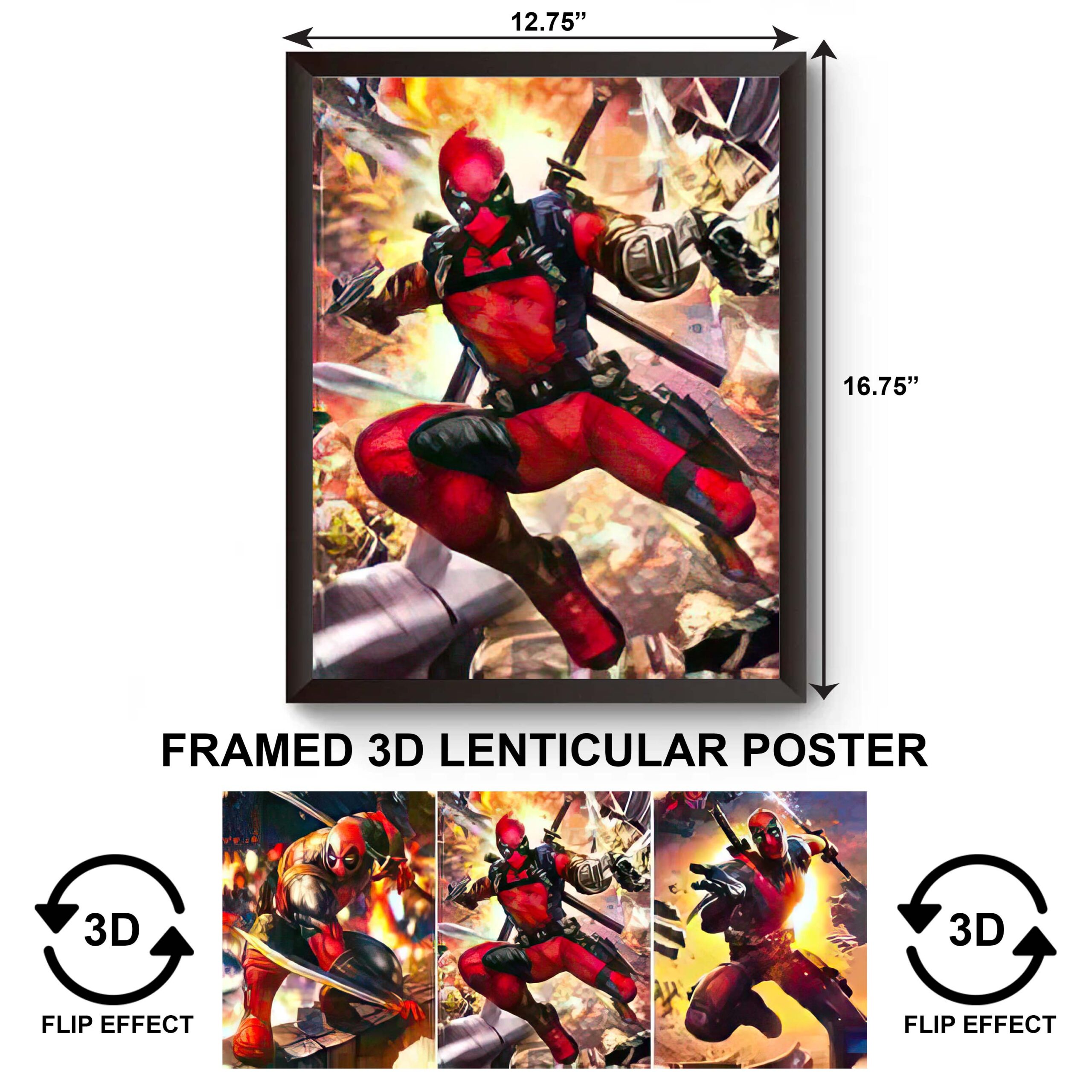 F3DP-038 Movies – Marvel – Deadpool 3D Framed Poster