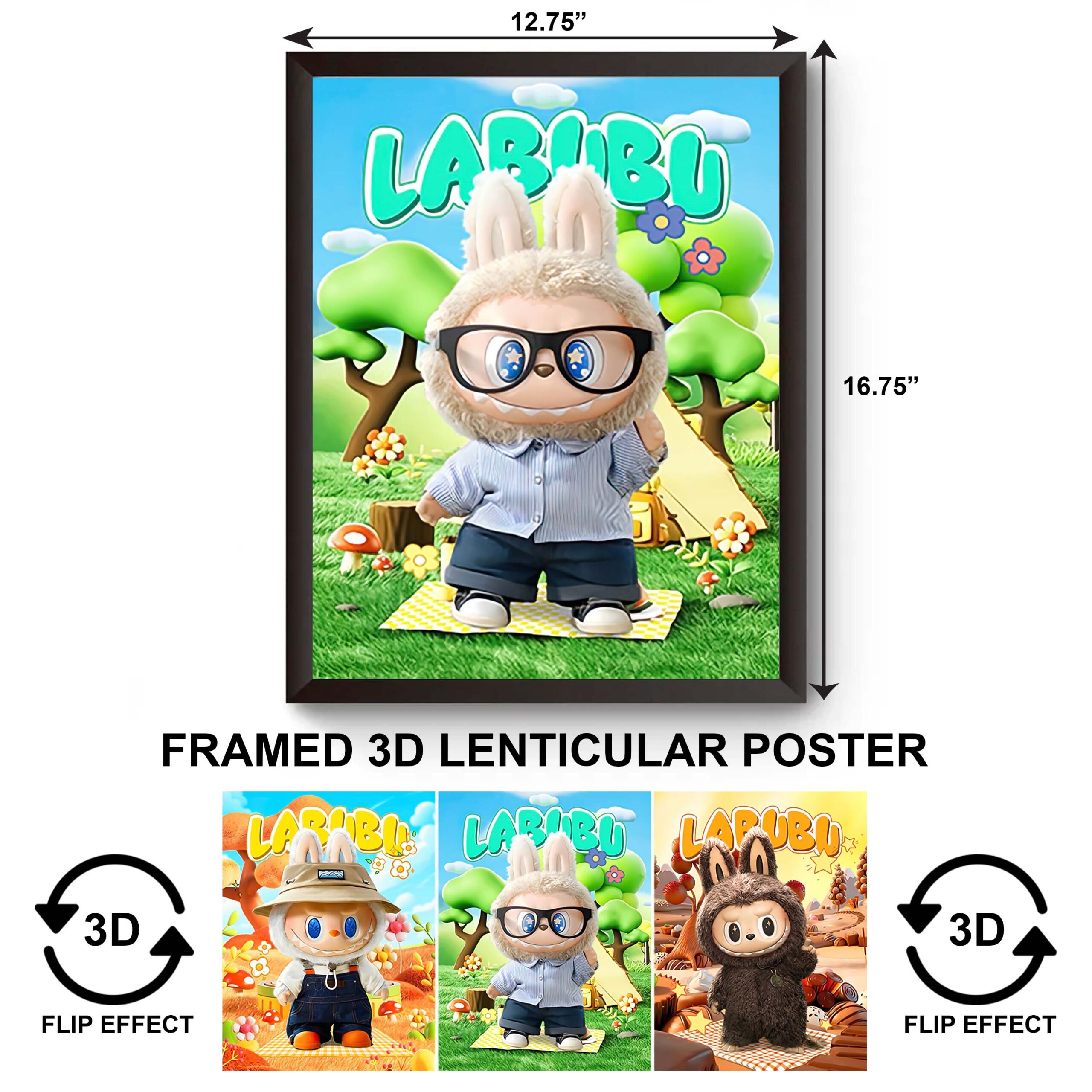 F3DP-042 Toys – Labubu 3D Framed Poster