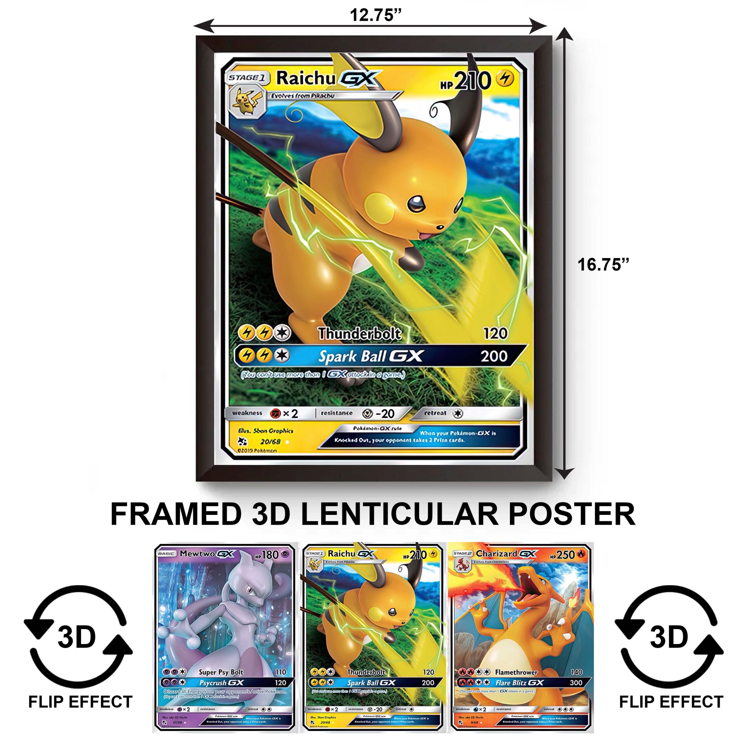 F3DP-045 Anime – Pokemon – Raichu 3D Framed Poster