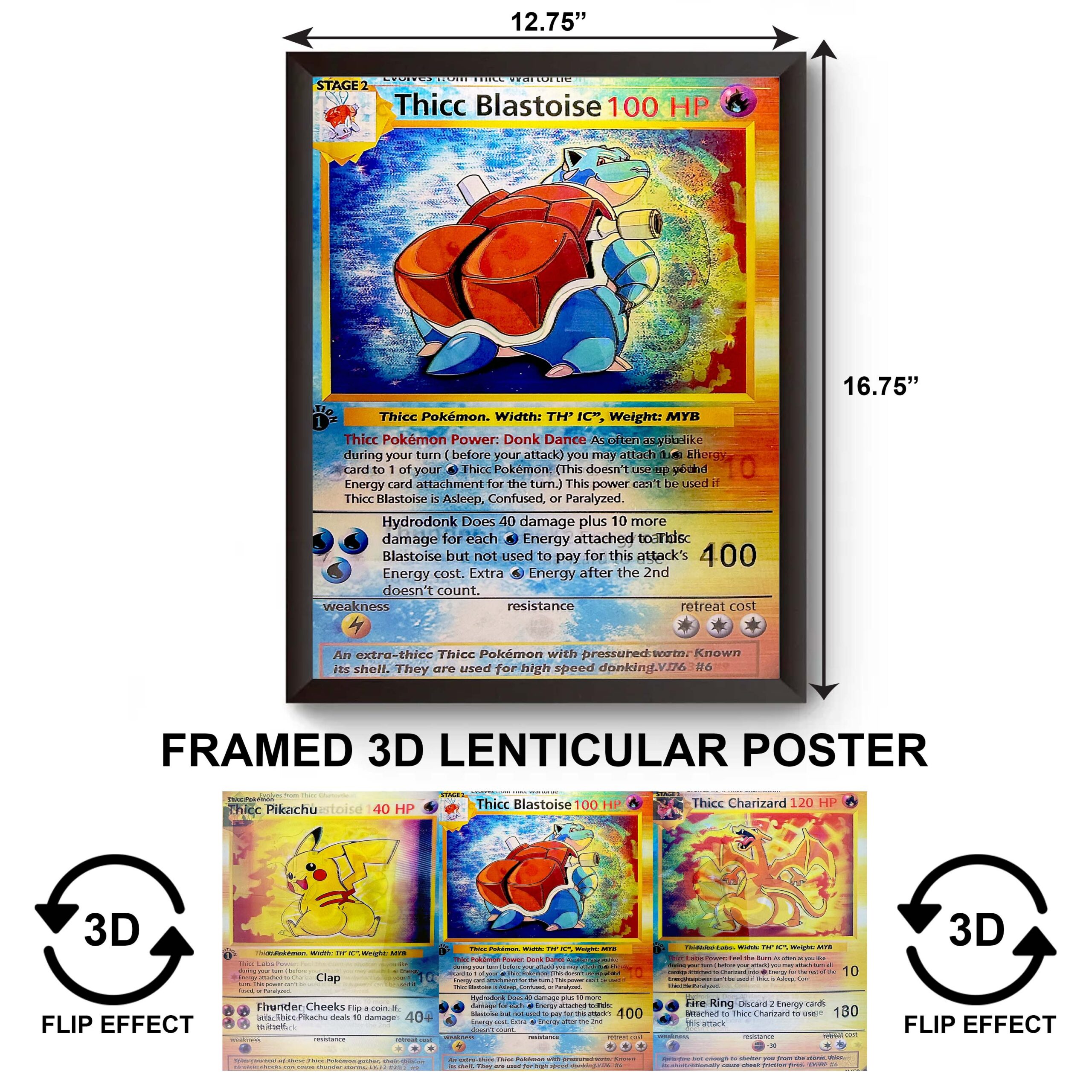 F3DP-046 Anime – Pokemon – Thick Blastoise 3D Framed Poster
