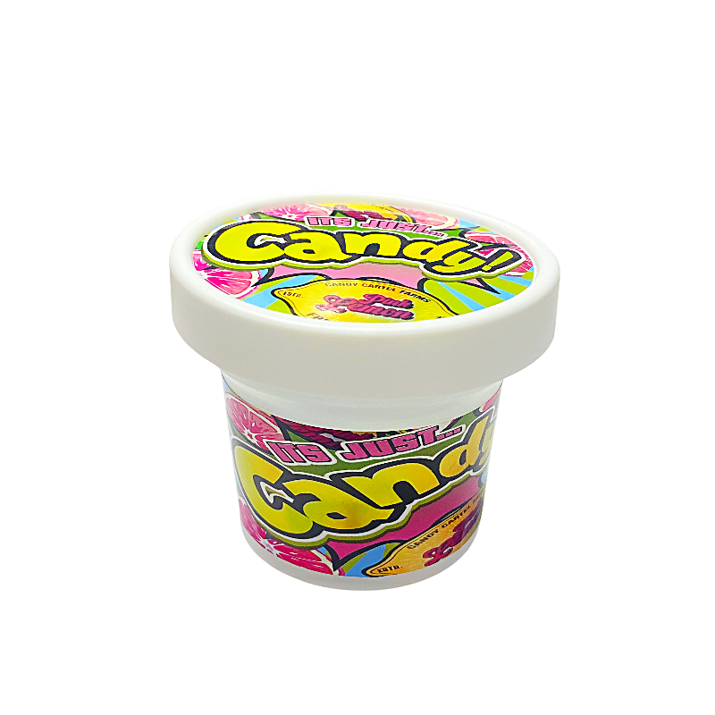 12 Pack – Ice Cream Pint Style Plastic Storage Containers with Lids – It’s Just Candy Pink Lemon – ICJAR-002