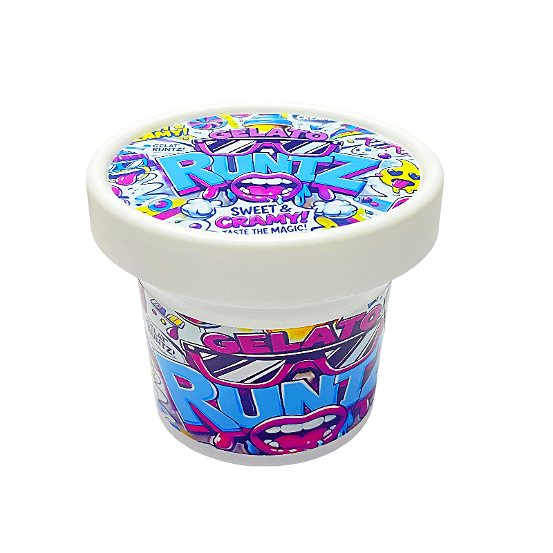 12 Pack – Ice Cream Pint Style Plastic Storage Containers with Lids – Gelato Runtz – ICJAR-003