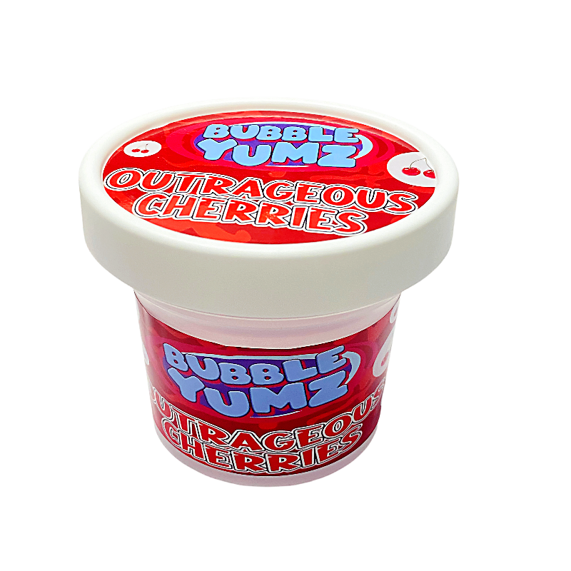 12 Pack – Ice Cream Pint Style Plastic Storage Containers with Lids – Bubble Yumz Outrageous Cherries – ICJAR-004