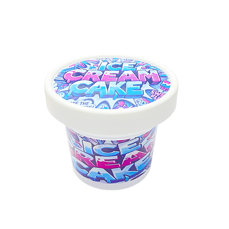 12 Pack – Ice Cream Pint Style Plastic Storage Containers with Lids – Ice Cream Cake – ICJAR-007