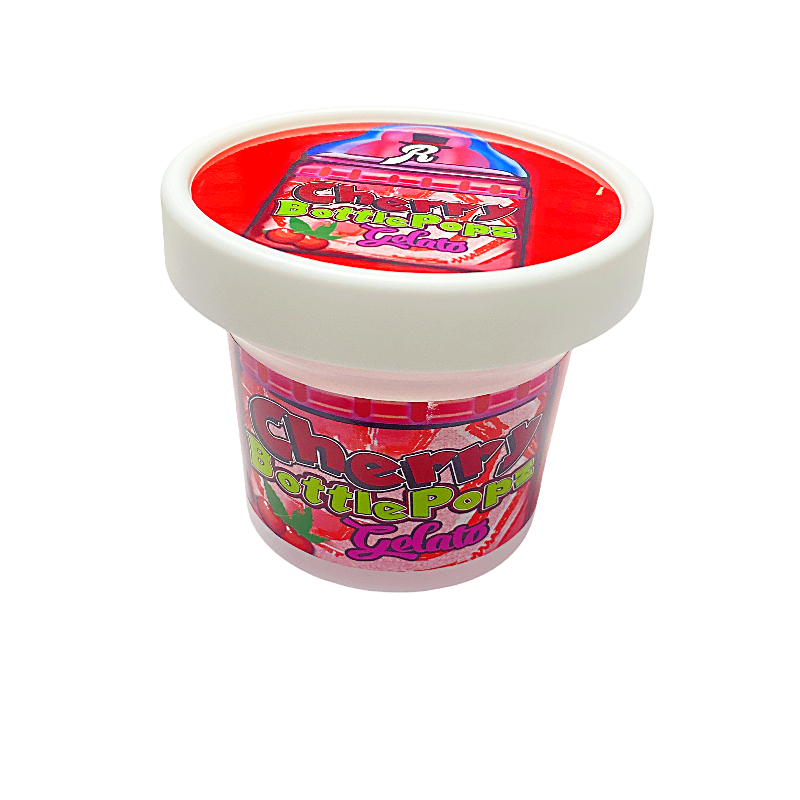 12 Pack – Ice Cream Pint Style Plastic Storage Containers with Lids – Cherry Bottle Pops Gelato Runtz – ICJAR-012