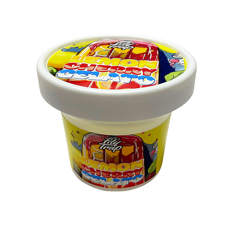 12 Pack – Ice Cream Pint Style Plastic Storage Containers with Lids – Lemon Cherry Gelato – ICJAR-014