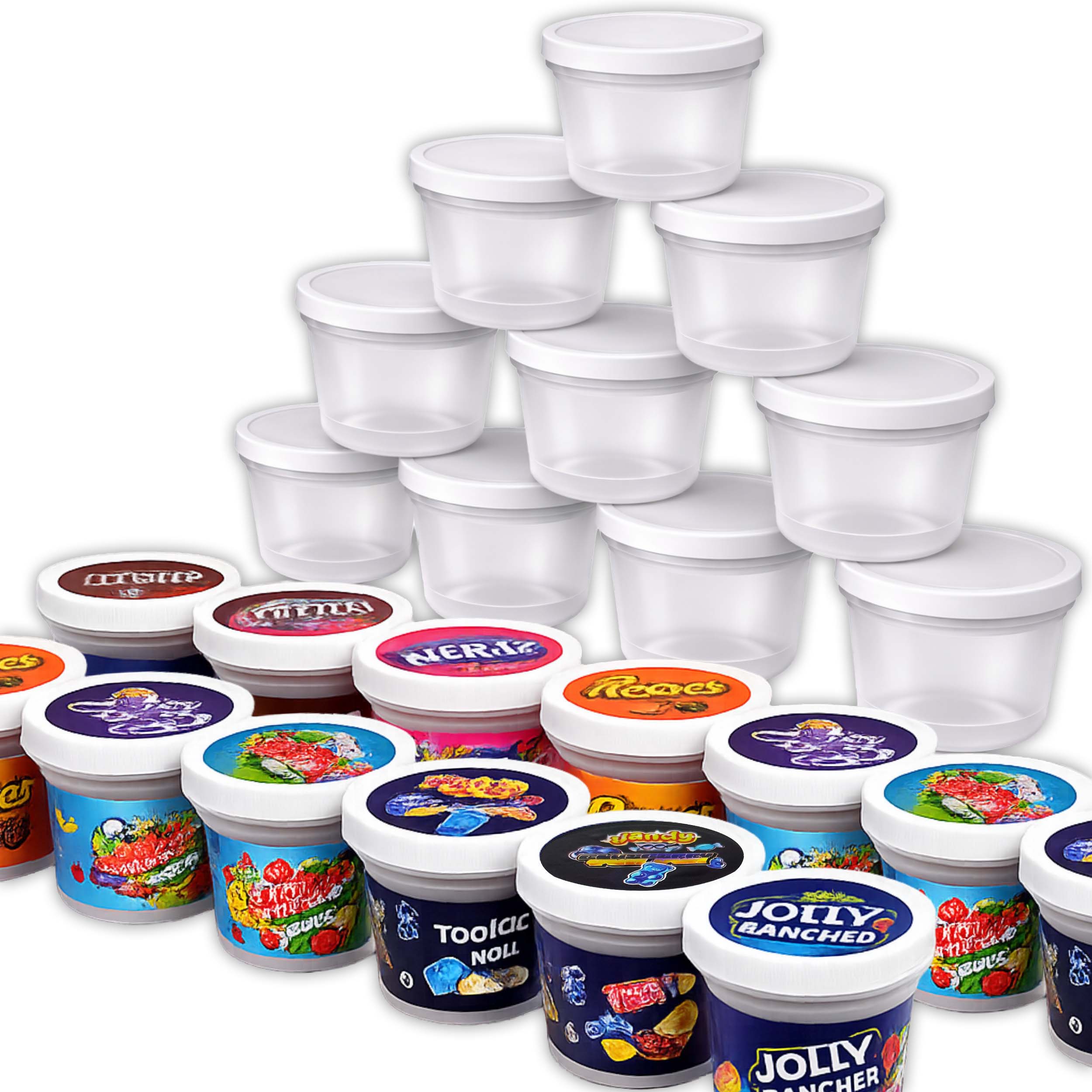12 Pack – 3.5g Mystery Ice Cream Pint Style Plastic Storage Containers - Random Designs - Image 2