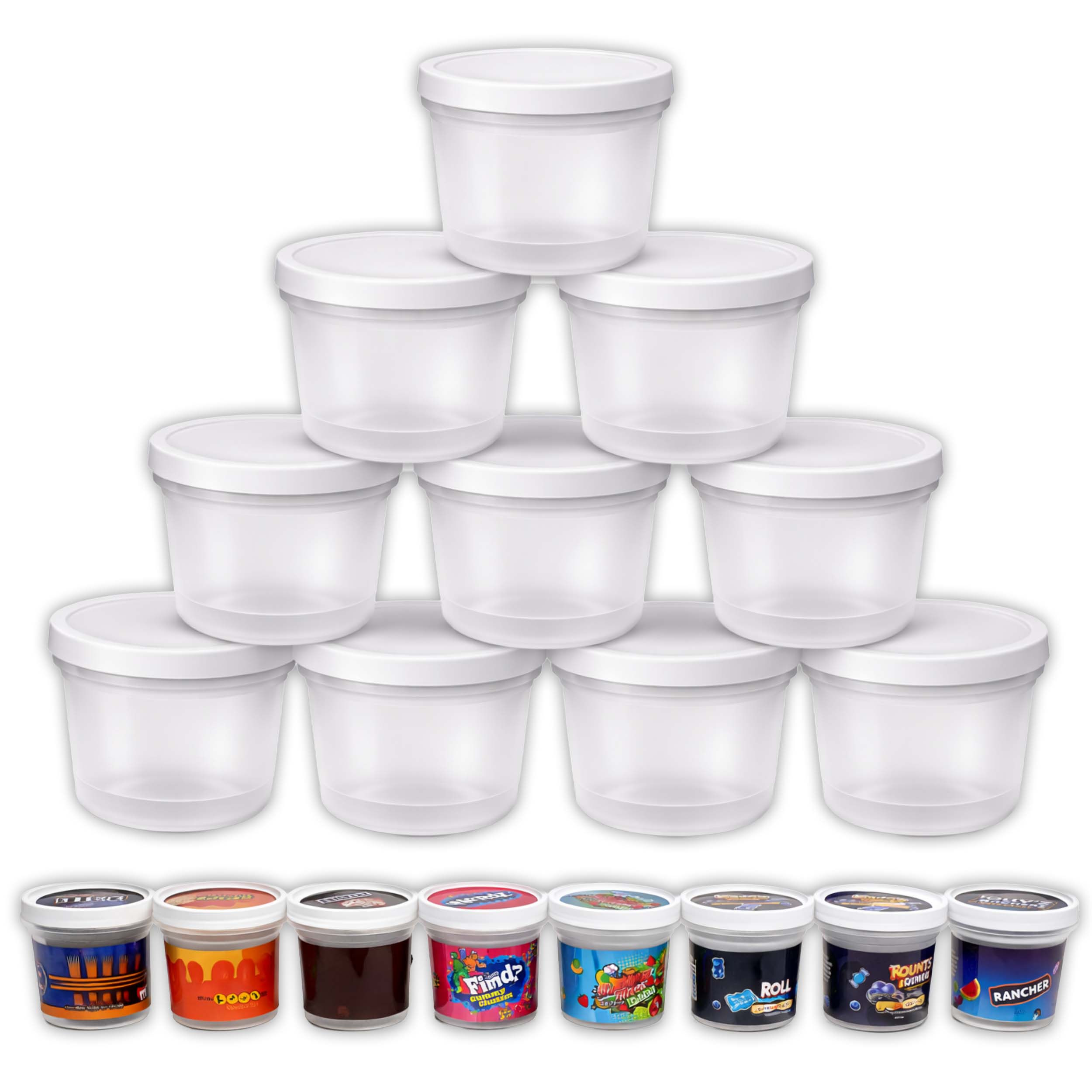 12 Pack – 3.5g Mystery Ice Cream Pint Style Plastic Storage Containers - Random Designs - Image 9