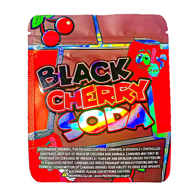 3.5g Shaped Mylar Bag Premium Smell-Proof Packaging - Black Cherry Soda (50 Count) MB35-NSHAPE-007 - Image 2