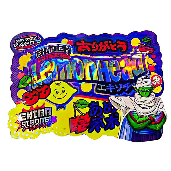 50 Pack - 3.5G Shaped Mylar Bags - Kandy Depo Black Cherry Lemonhead - MB35-SHAPE-128