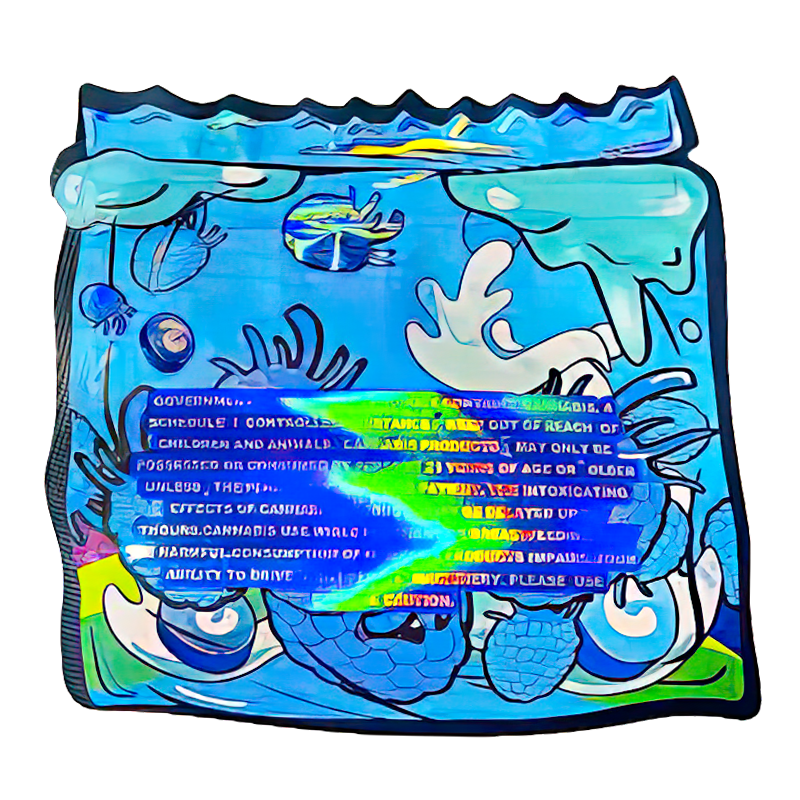 50 Pack - 3.5G Shaped Mylar Bags - Zkittles Blue Raspberry Zour Punch - MB35-SHAPE-132 - Image 2