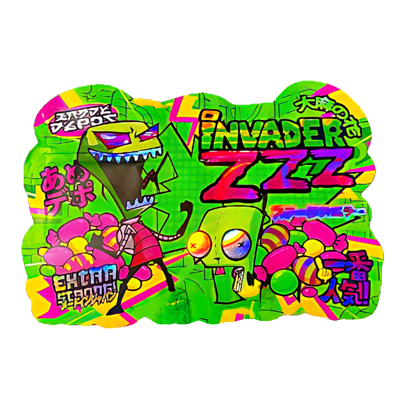 50 Pack – 3.5G Shaped Mylar Bags – Kandy Depo Invader ZZZ – MB35-SHAPE-134
