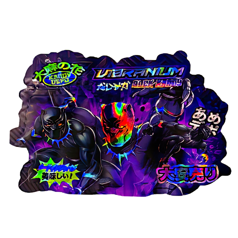 50 Pack – 3.5G Shaped Mylar Bags – Kandy Depo Black Panther Vibranium – MB35-SHAPE-138