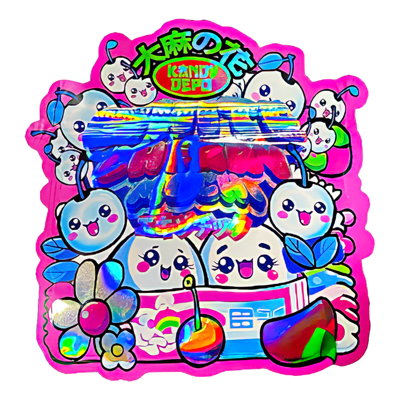 50 Pack – 3.5G Shaped Mylar Bags – Kandy Depo White Cherry Mochi – MB35-SHAPE-148