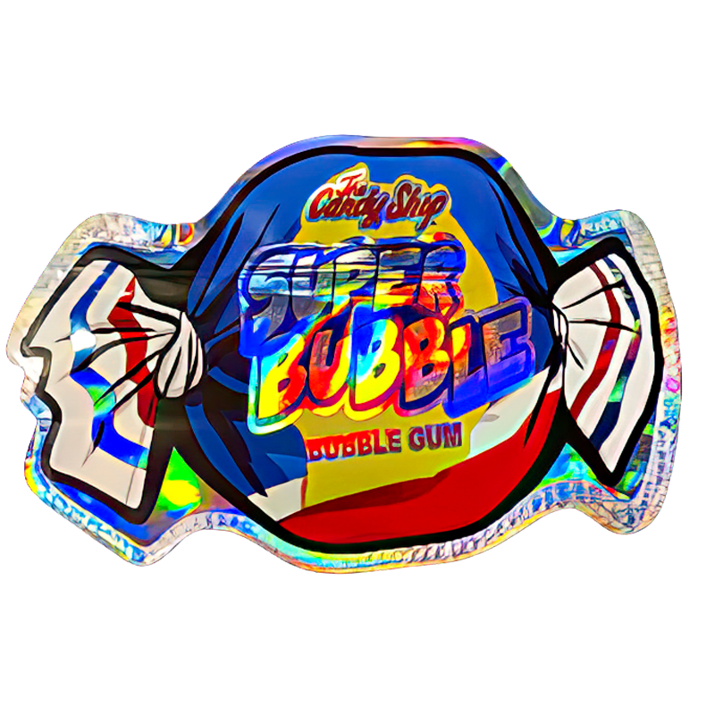 50 Pack – 3.5G Shaped Mylar Bags – The Candy Shop Super Bubble Gum – MB35-SHAPE-153