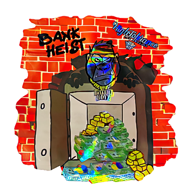 50 Pack – 3.5G Shaped Mylar Bags – High Tolerance Bank Heist – MB35-SHAPE-164