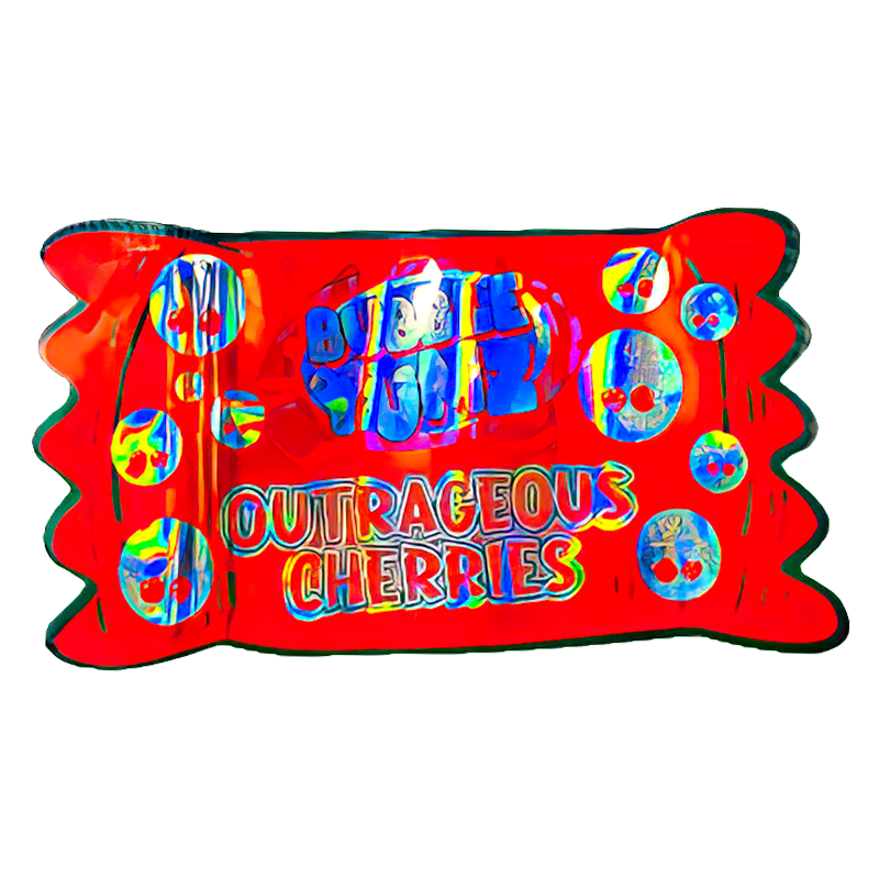 50 Pack – 3.5G Shaped Mylar Bags – Bubble Yumz Outrageous Cherries – MB35-SHAPE-167