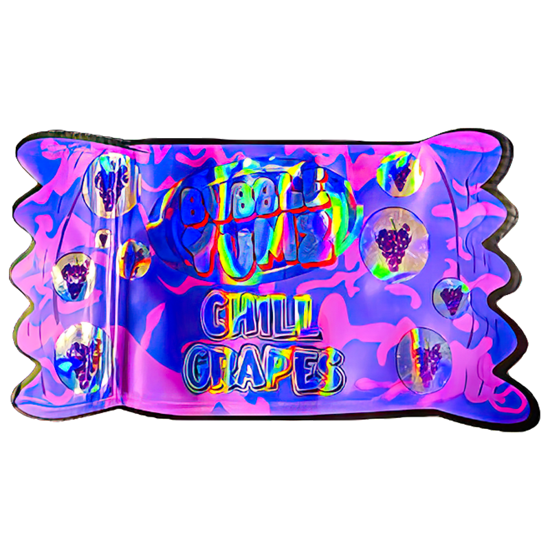 50 Pack – 3.5G Shaped Mylar Bags – Bubble Yumz Chill Grapes – MB35-SHAPE-168