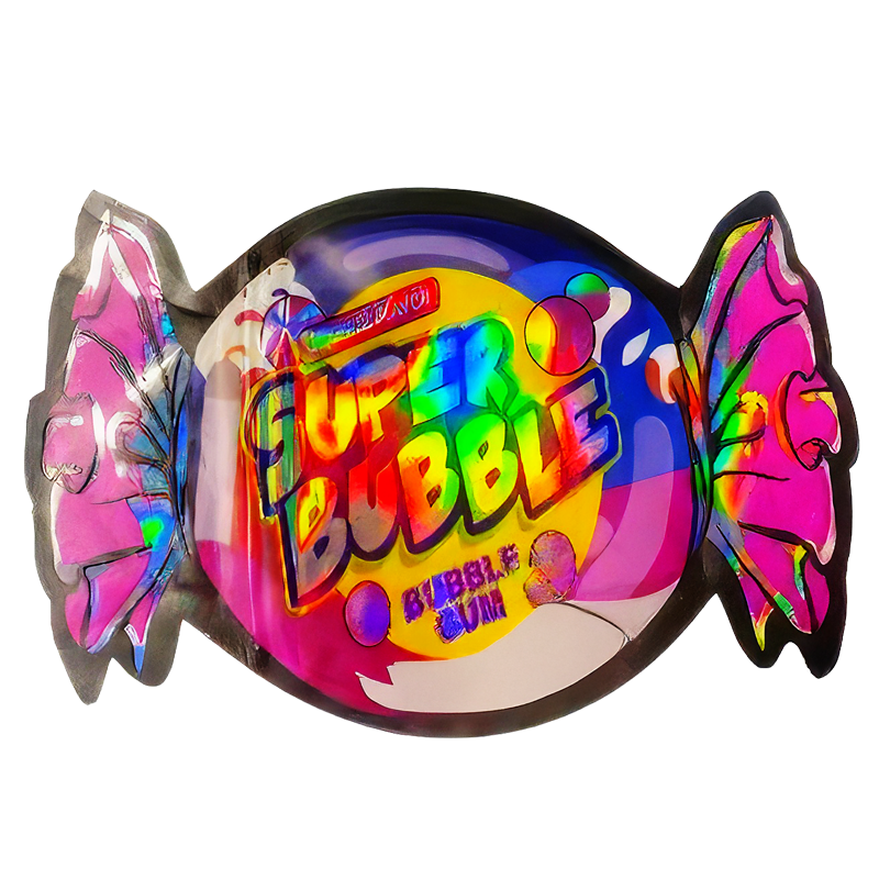 50 Pack – 3.5G Shaped Mylar Bags – The Candy Shop Super Bubble Gum Original Flavor – MB35-SHAPE-154