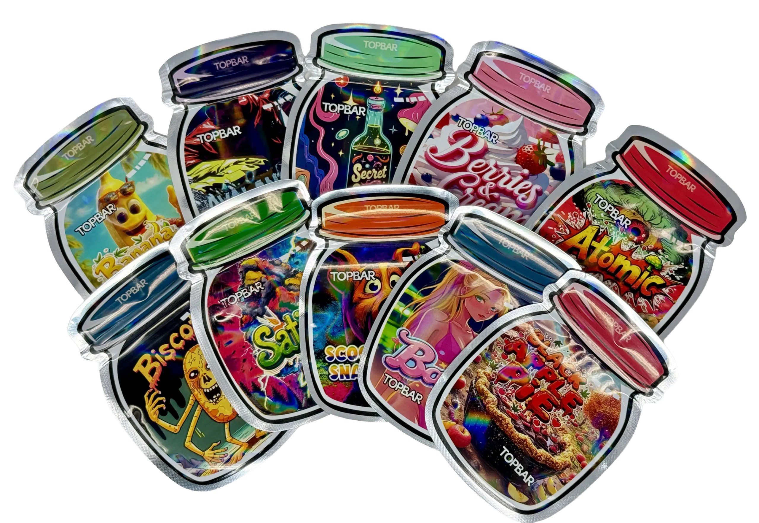 (50 Count) 3.5g Mylar Bags Mix Designs (FLOWER JAR)