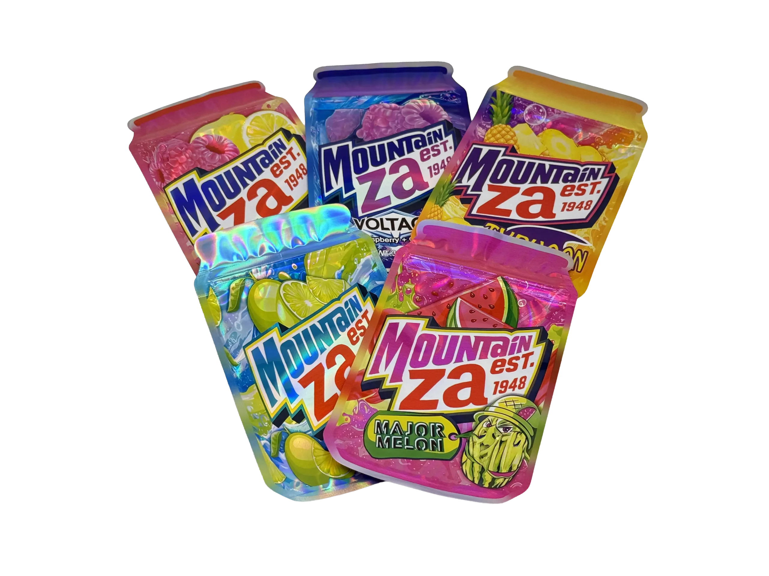 (50 Count) 3.5g Mylar Bags Mix Designs (MOUNTAIN ZA CANS)