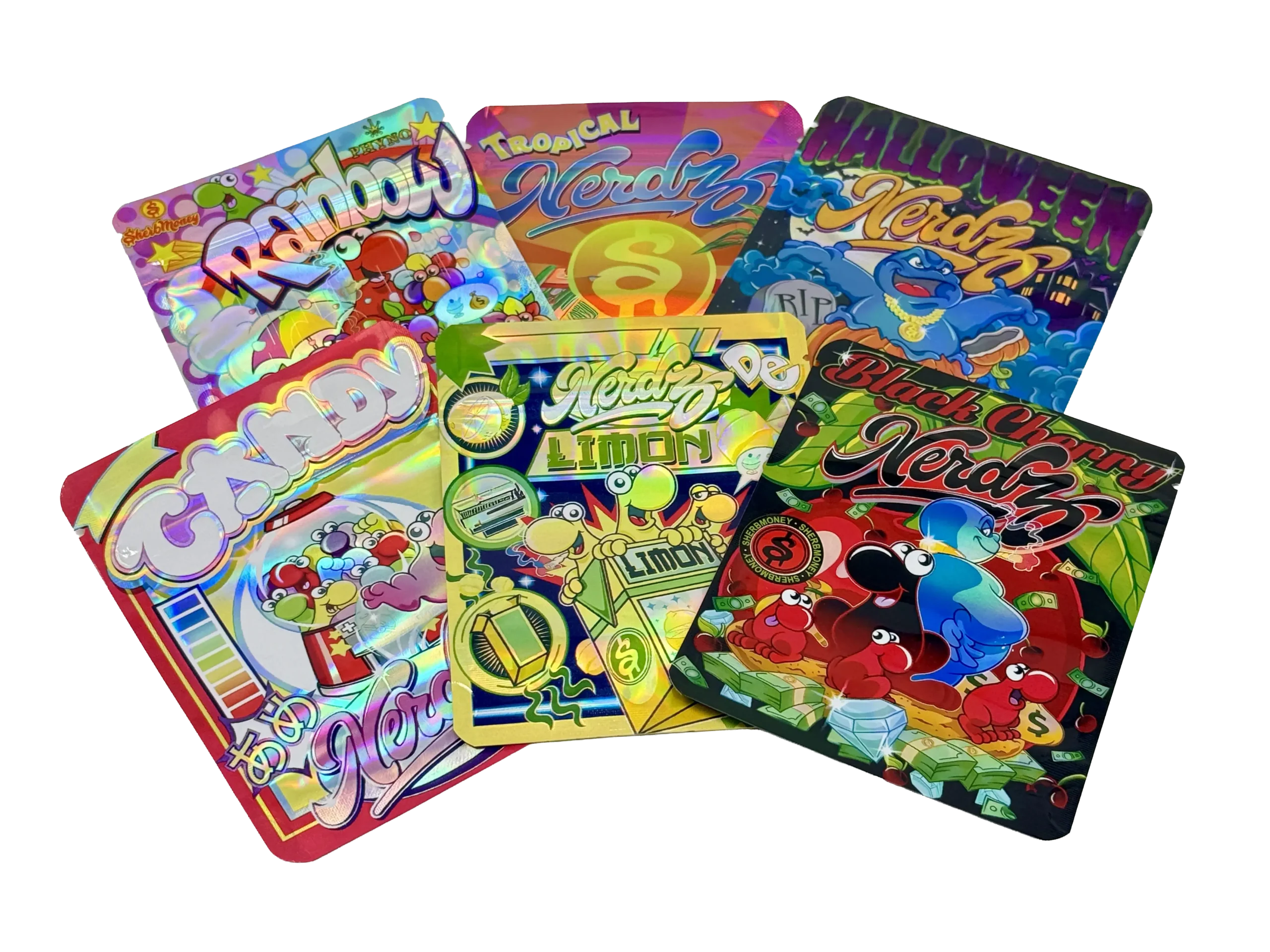 (50 Count) 3.5g Mylar Bags Mix Designs (NERDZ)