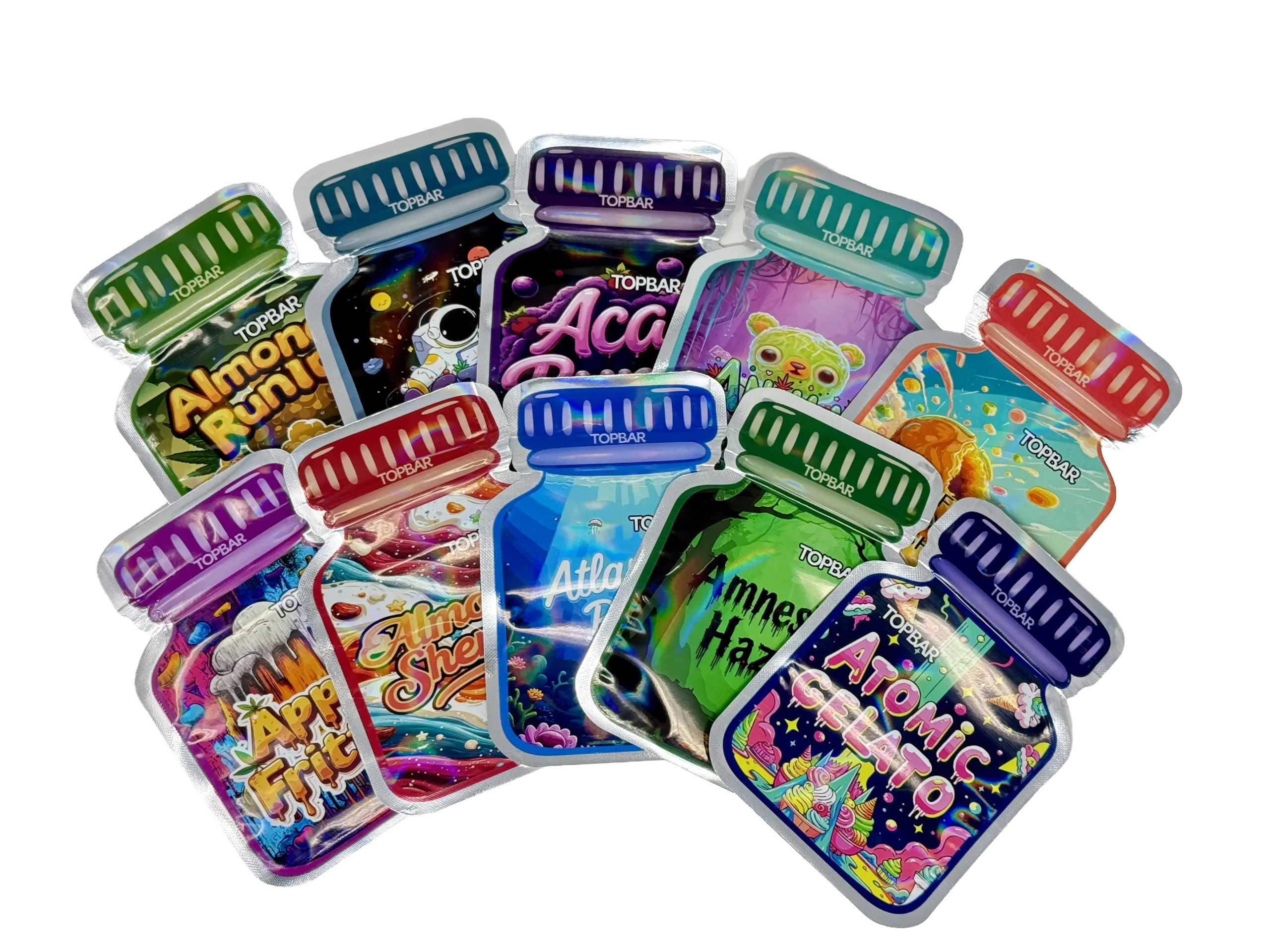 (50 Count) 3.5g Mylar Bags Mix Designs (PHARMA BOTTLE)