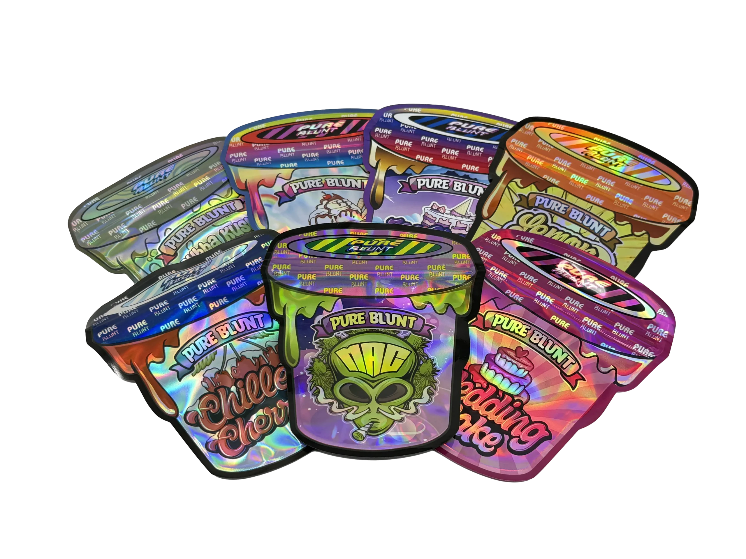 (50 Count) 3.5g Mylar Bags Mix Designs (PURE BLUNT)