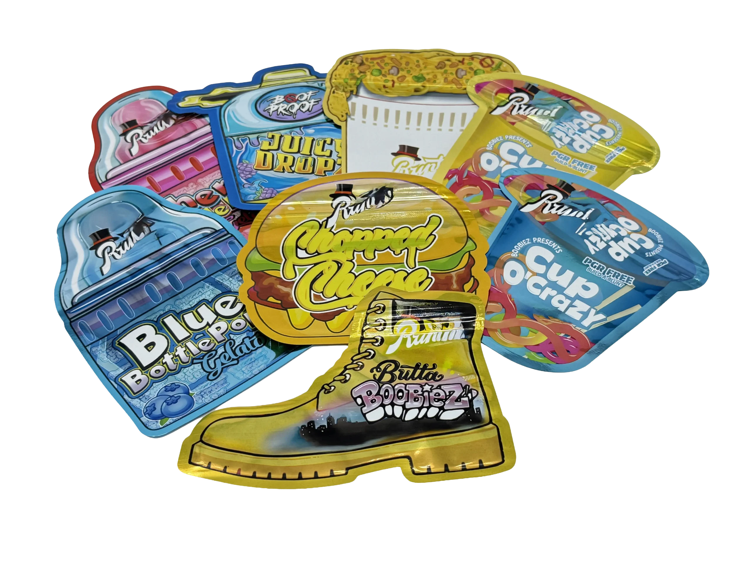 (50 Pack) 3.5 Mylar Bag Mix Collection (SHAPED RUNTZ)