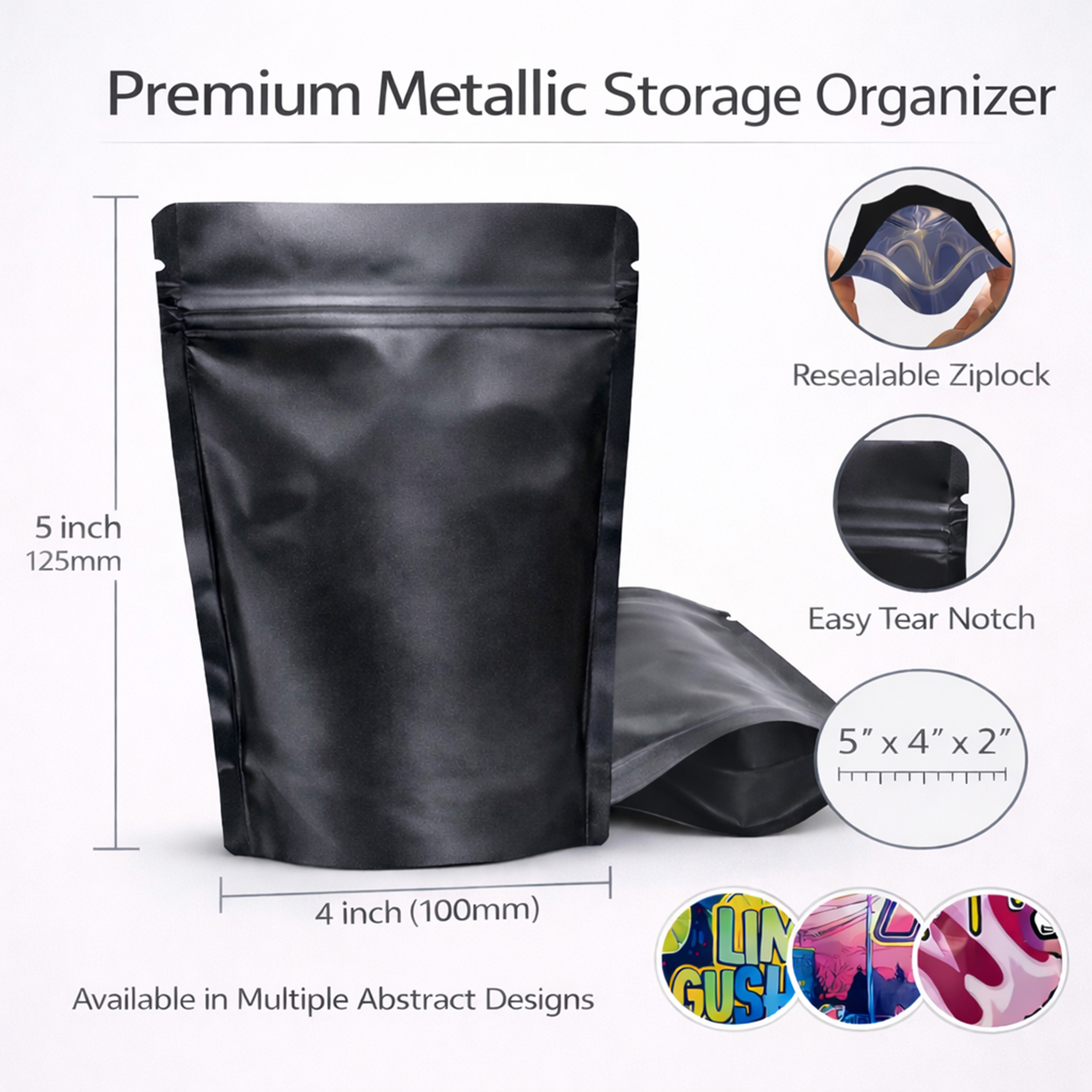 3.5g Shaped Mylar Bag Premium Smell-Proof Packaging - Gelato Runtz Sweet (50 Count) MB35-NSHAPE-006 - Image 3