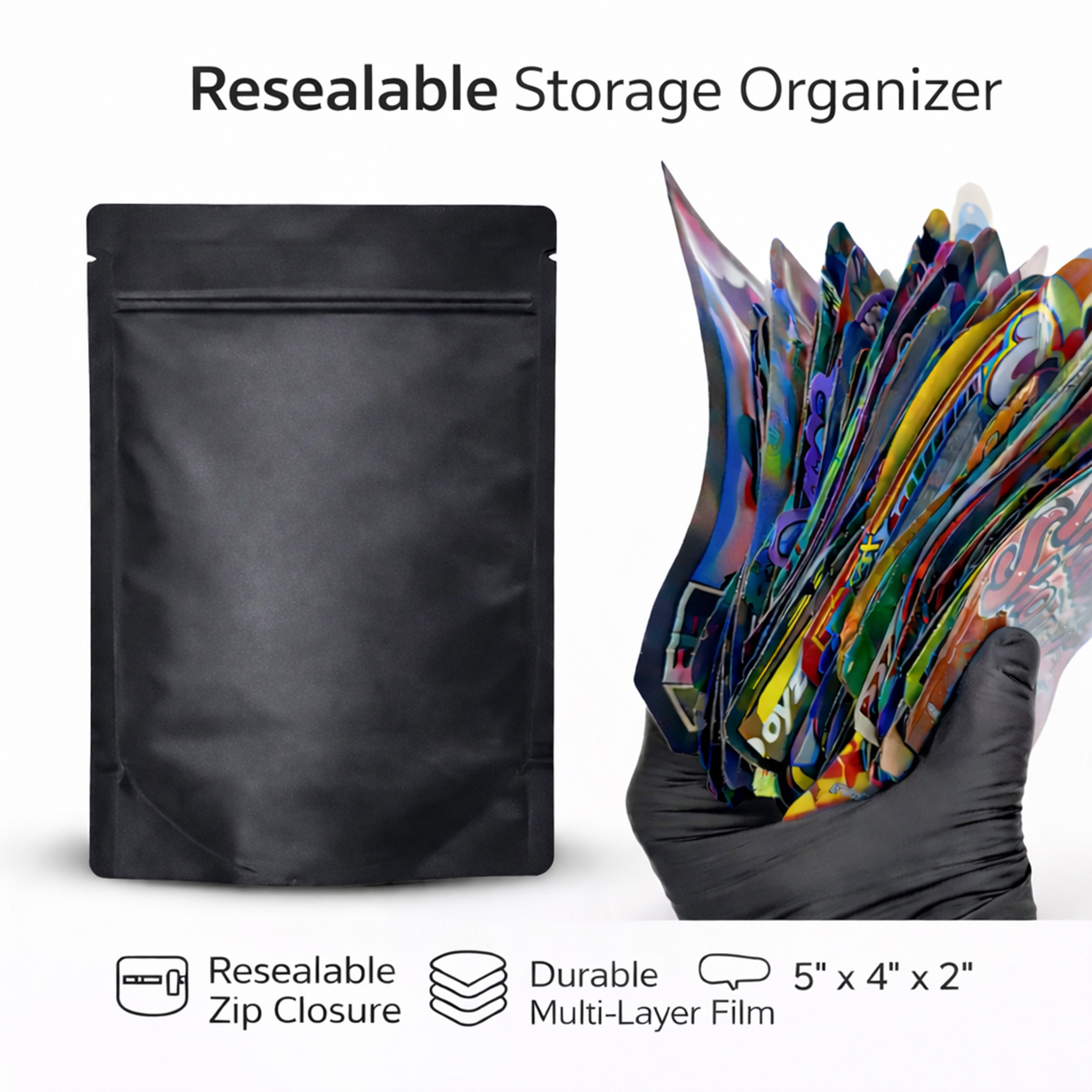 3.5g Shaped Mylar Bag Premium Smell-Proof Packaging - Gelato Runtz Sweet (50 Count) MB35-NSHAPE-006 - Image 4