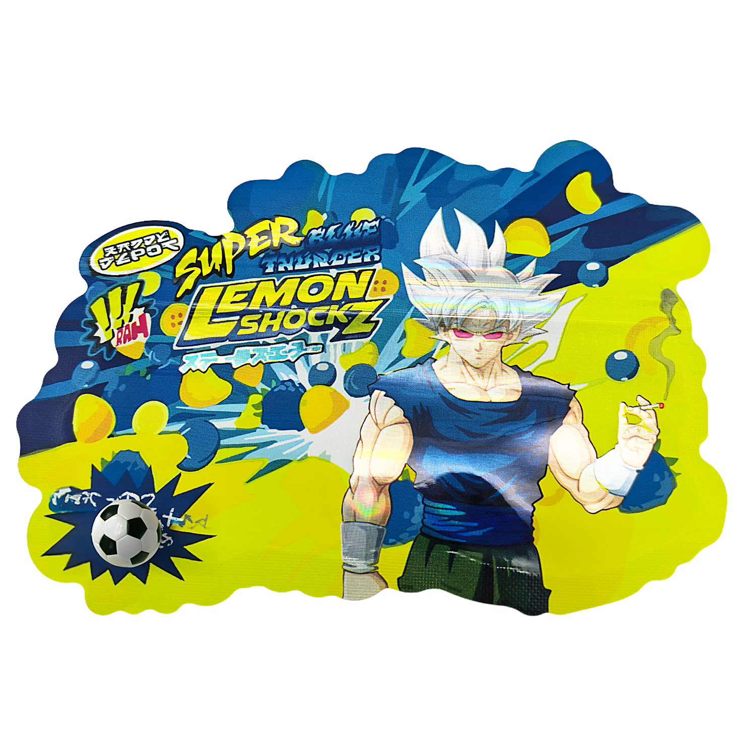 50 Pack – 3.5g Special Die Cut Shaped Mylar Bag – Kandy Depo Lemon Shockz  – DBZ-SMB-003