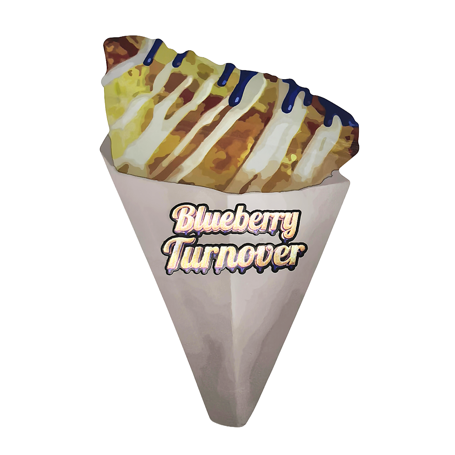 50 Pack – 3.5g Special Die Cut Shaped Mylar Bag – Blueberry Turnover  – TURNOVER-SMB-003