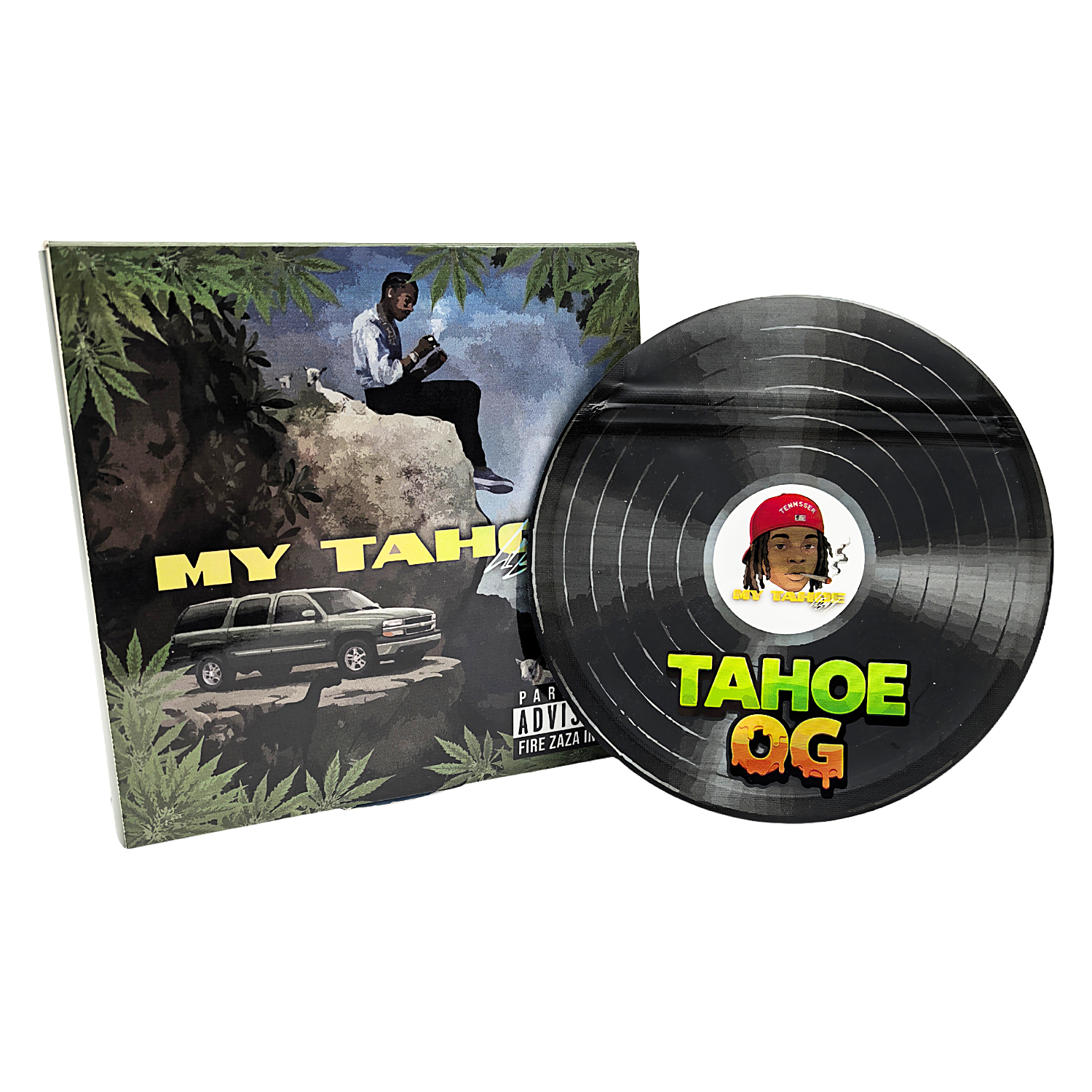 12 Pack – 3.5g Vinyl Record Style Mylar Bags with Matching Boxes – Tahoe OG – VR-BNB-006