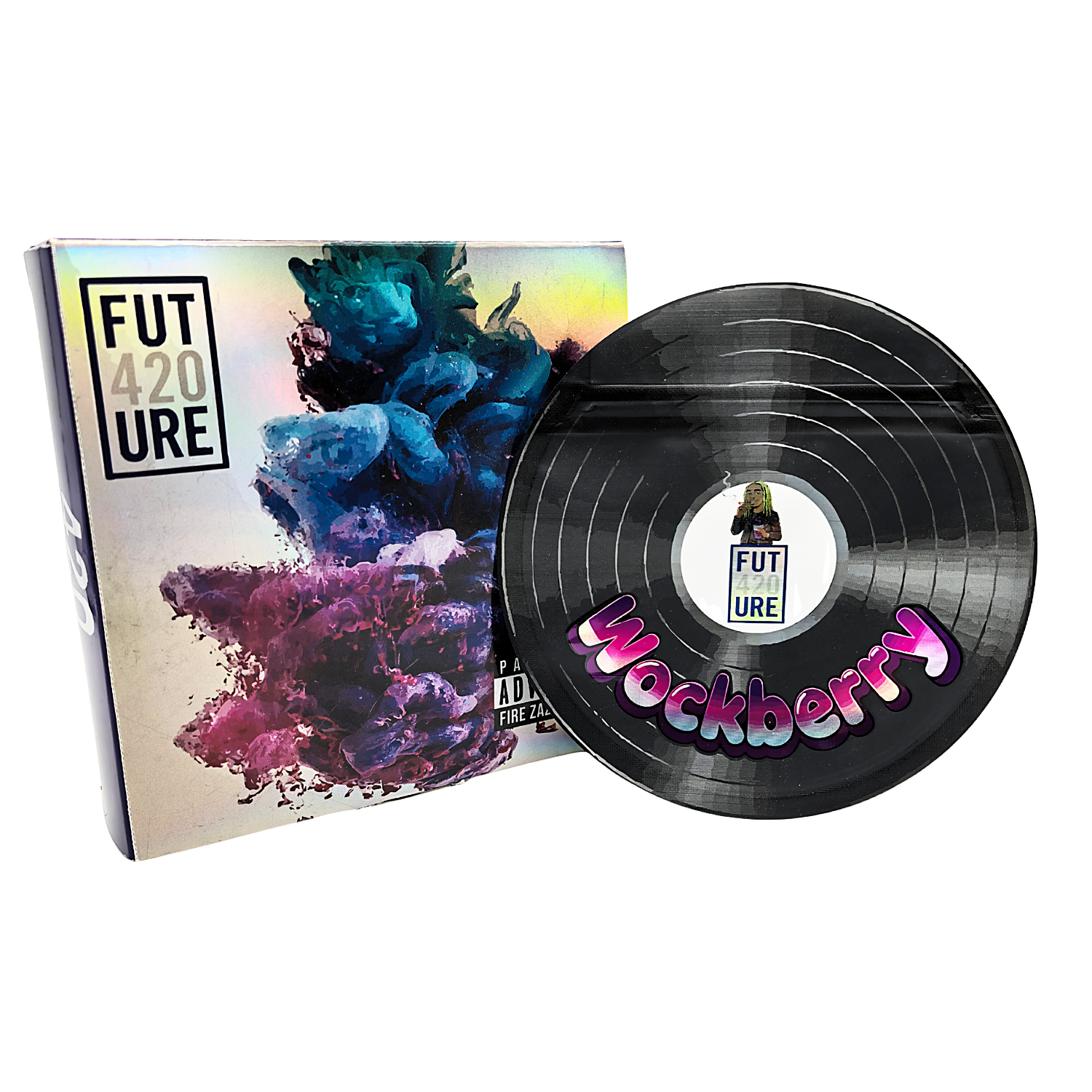 12 Pack – 3.5g Vinyl Record Style Mylar Bags with Matching Boxes – Wockberry – VR-BNB-007