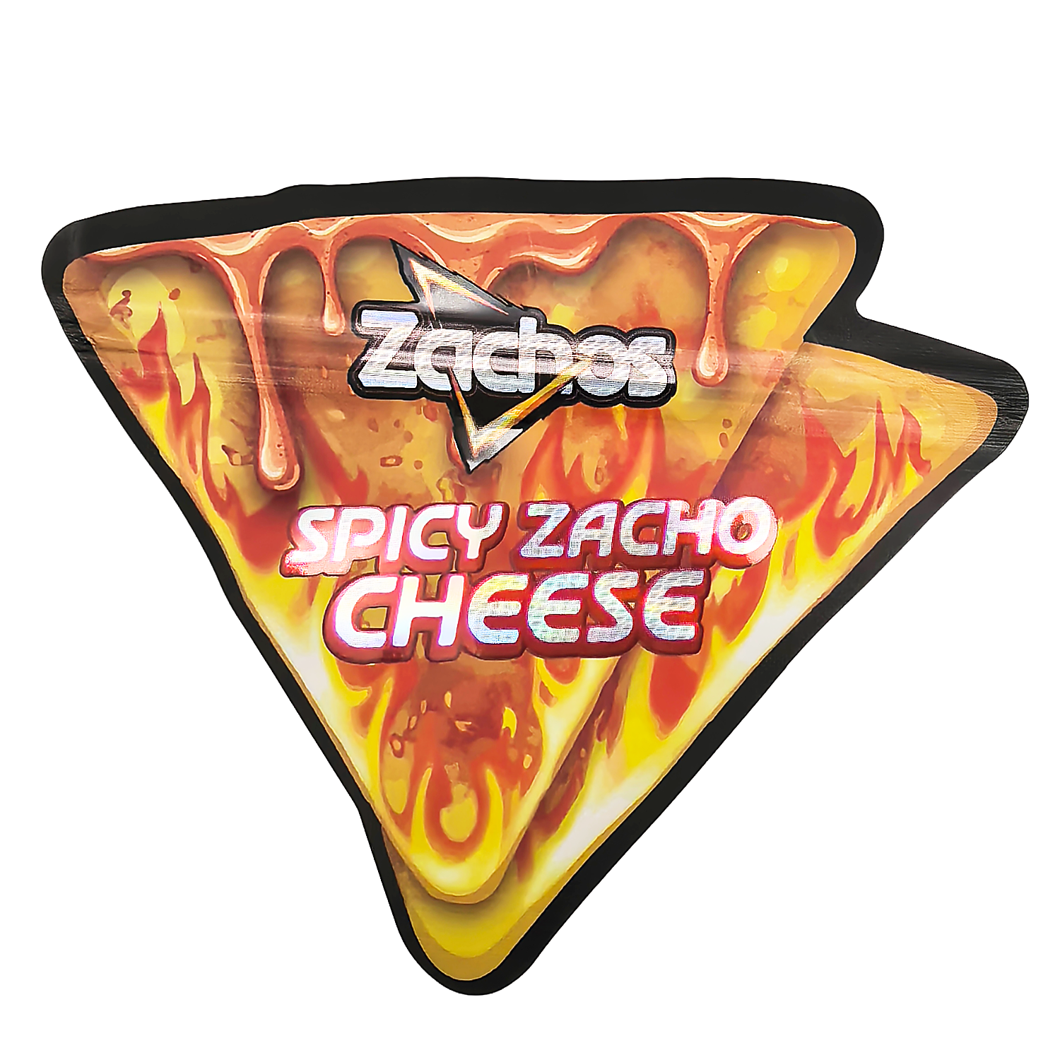 50 Pack – 3.5g Special Die Cut Shaped Mylar Bag – Zachos Spicy Zacho Cheese – ZACHOS-SMB-003
